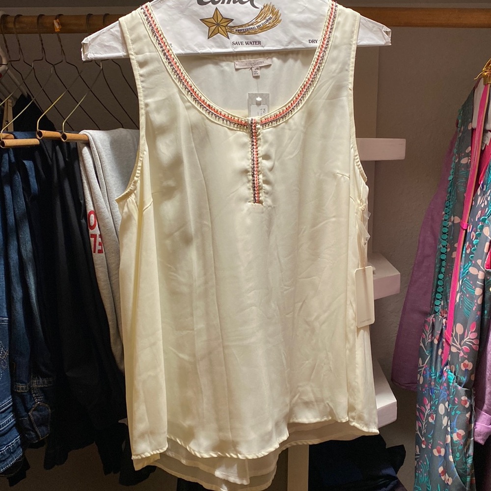 Hawthorne Cream Tank with Beading